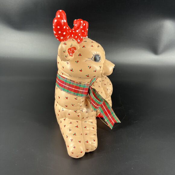 Vintage Kimple Mold Christmas Laying Quilted Hand Painted Ceramic Signed AS 1986 - Picture 3 of 12